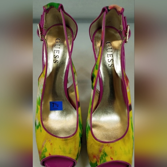 Title: Guess Women's Multicolor Peep Toe Stiletto Slingback Heels Size 7.5MIt - Picture 5 of 7